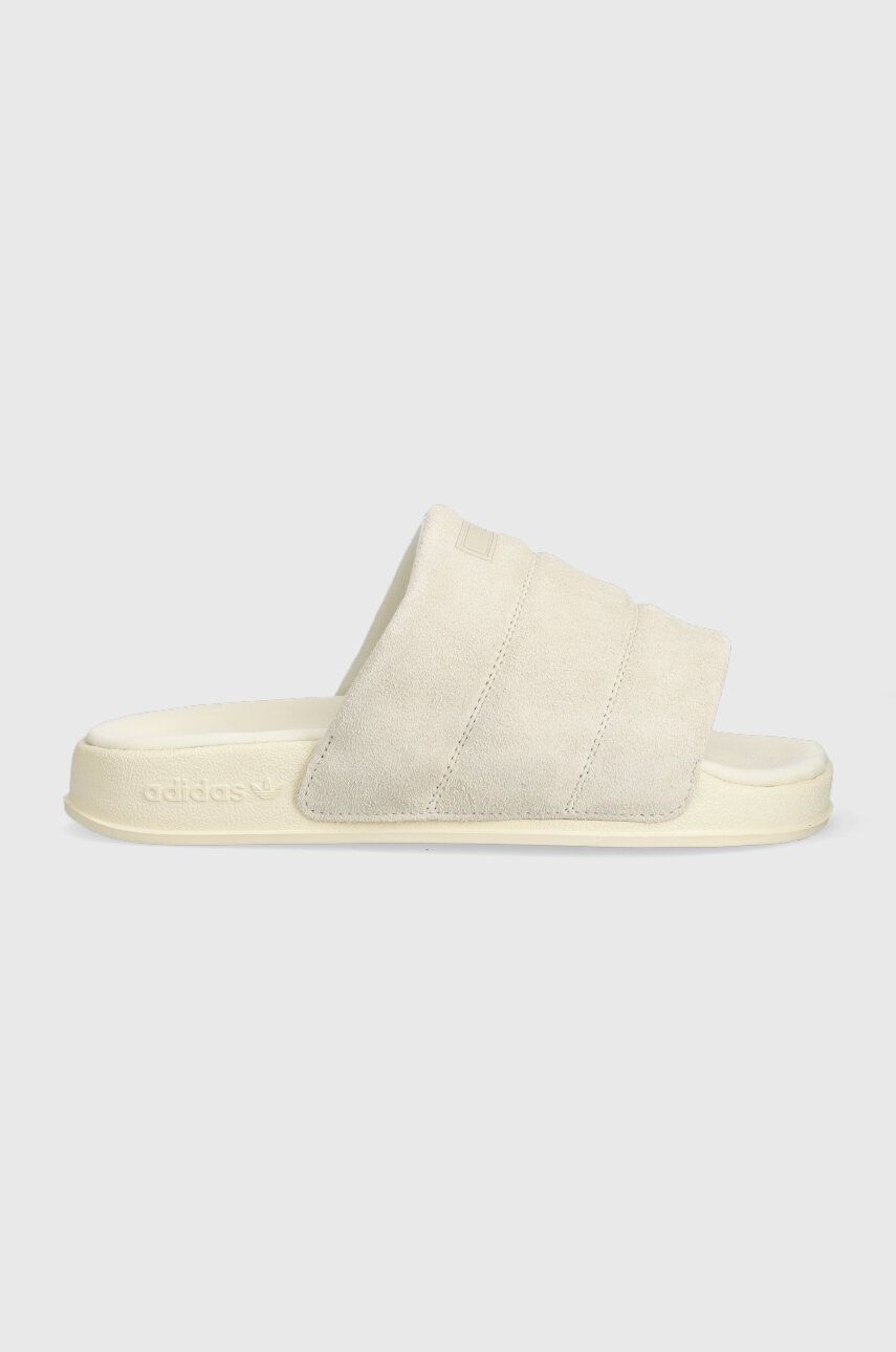 Adidas Originals Papuci Din Piele Adiette Essential Femei, Culoarea Bej IE9648