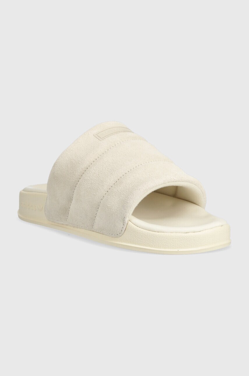 Παντόφλες σουέτ adidas Originals Adiette Essential γυναικείες, χρώμα: μπεζ IE9648 φωτογραφία