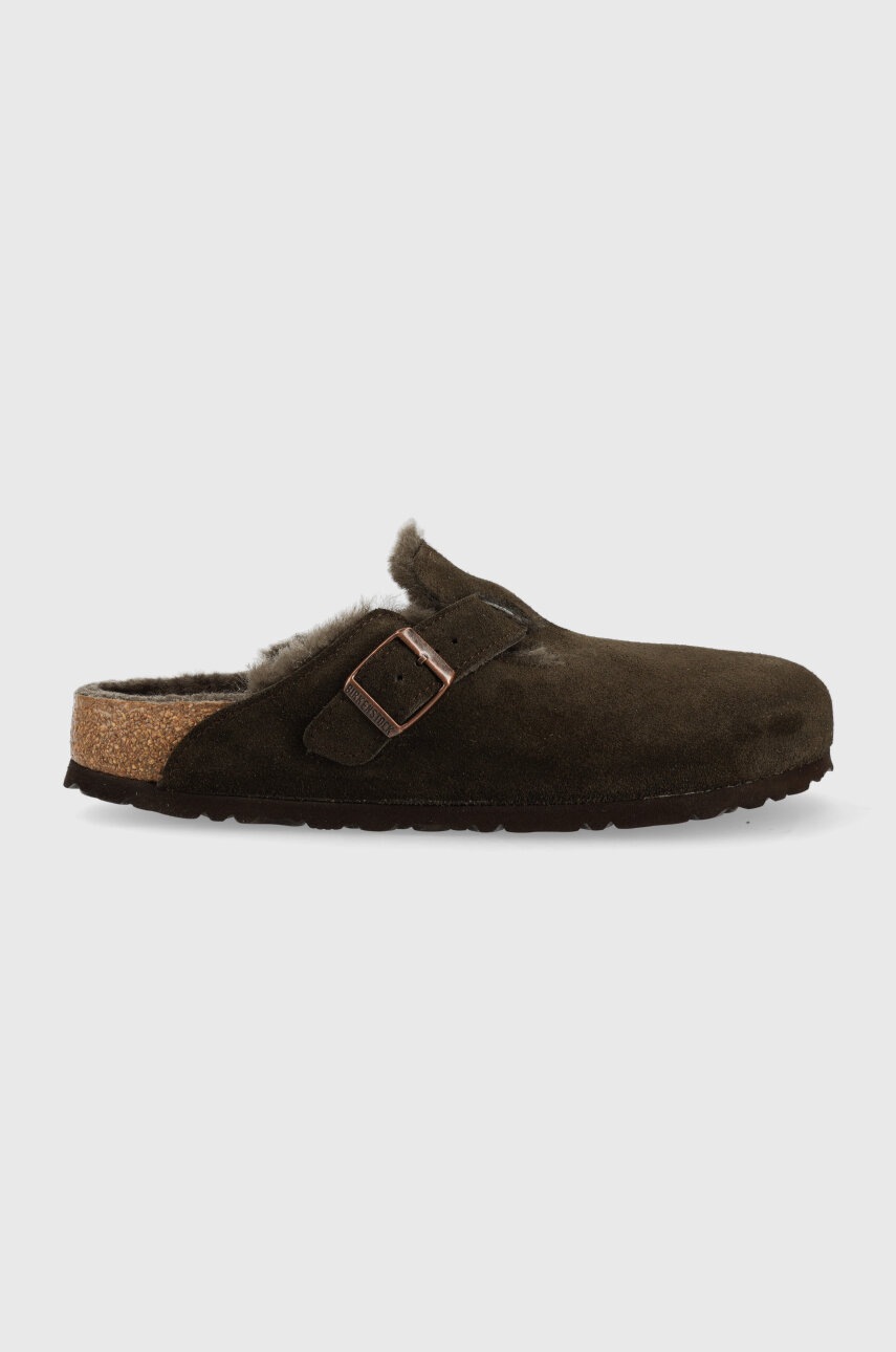 

Велурени чехли Birkenstock Boston FUR в кафяво 1020529, Кафяв