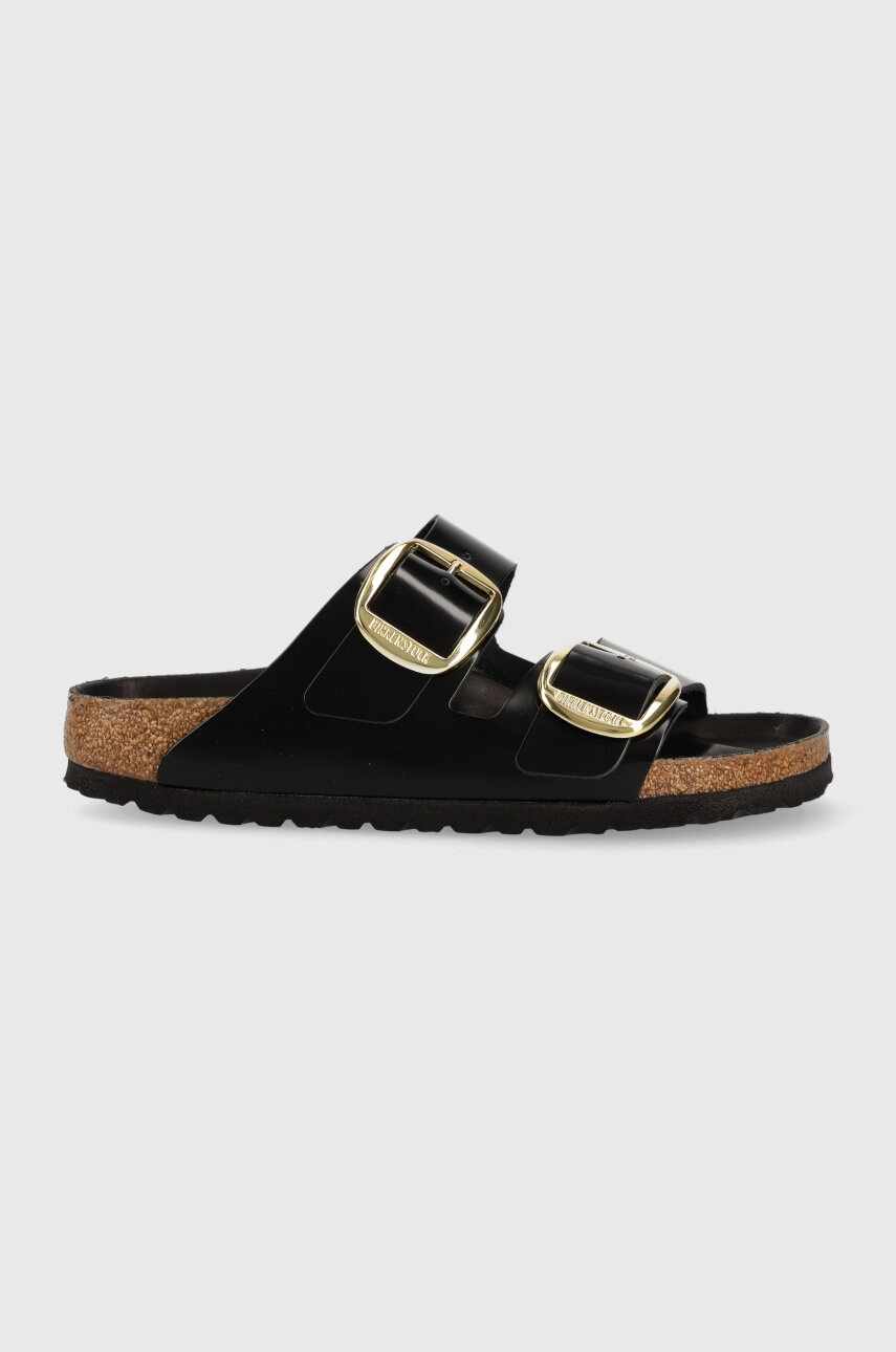 Birkenstock șlapi de piele Arizona Big Buckle femei, culoarea negru  1021476