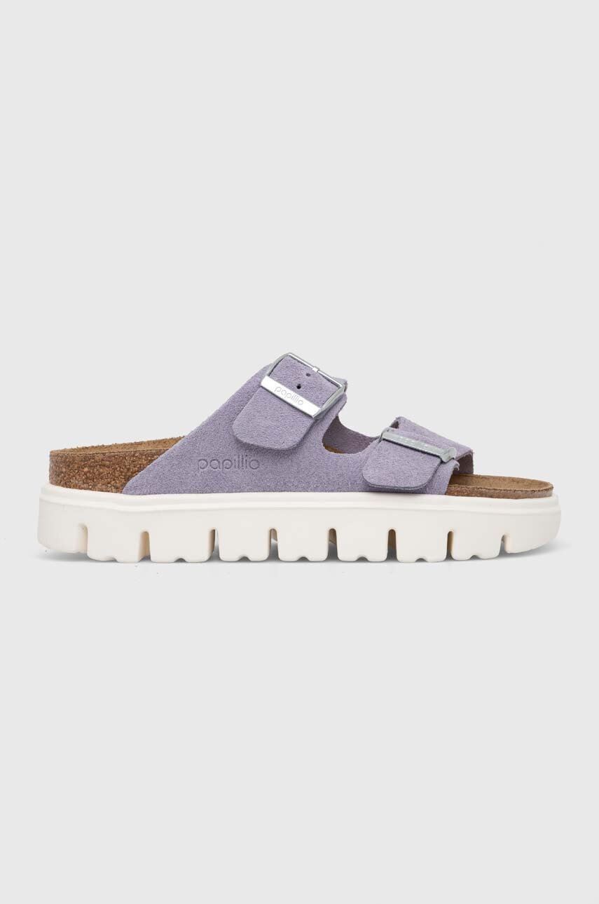 

Замшеві шльопанці Birkenstock BIRKENSTOCK X PAPILLIO Arizona Chunky жіночі колір фіолетовий на платформі 1023499