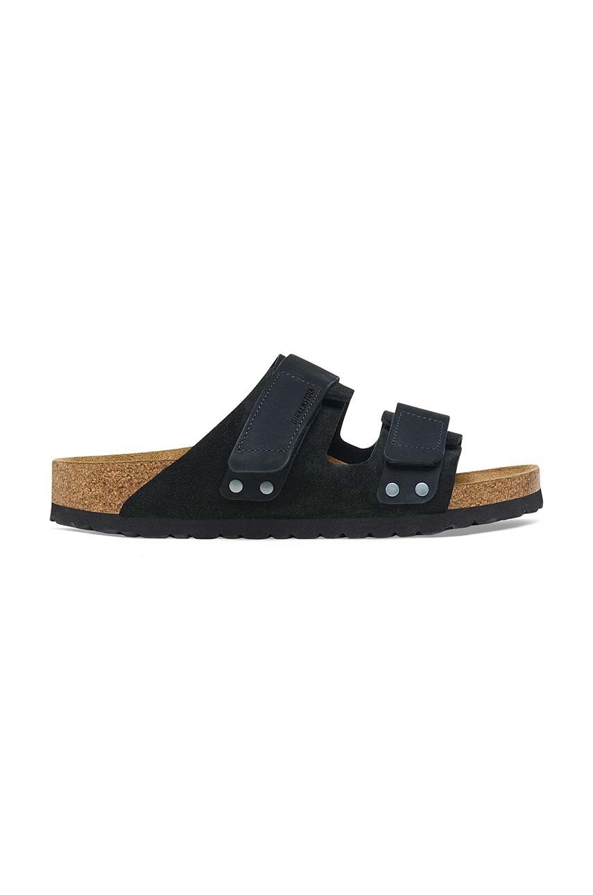 Birkenstock papuci din piele Uji barbati, culoarea negru, 1024810