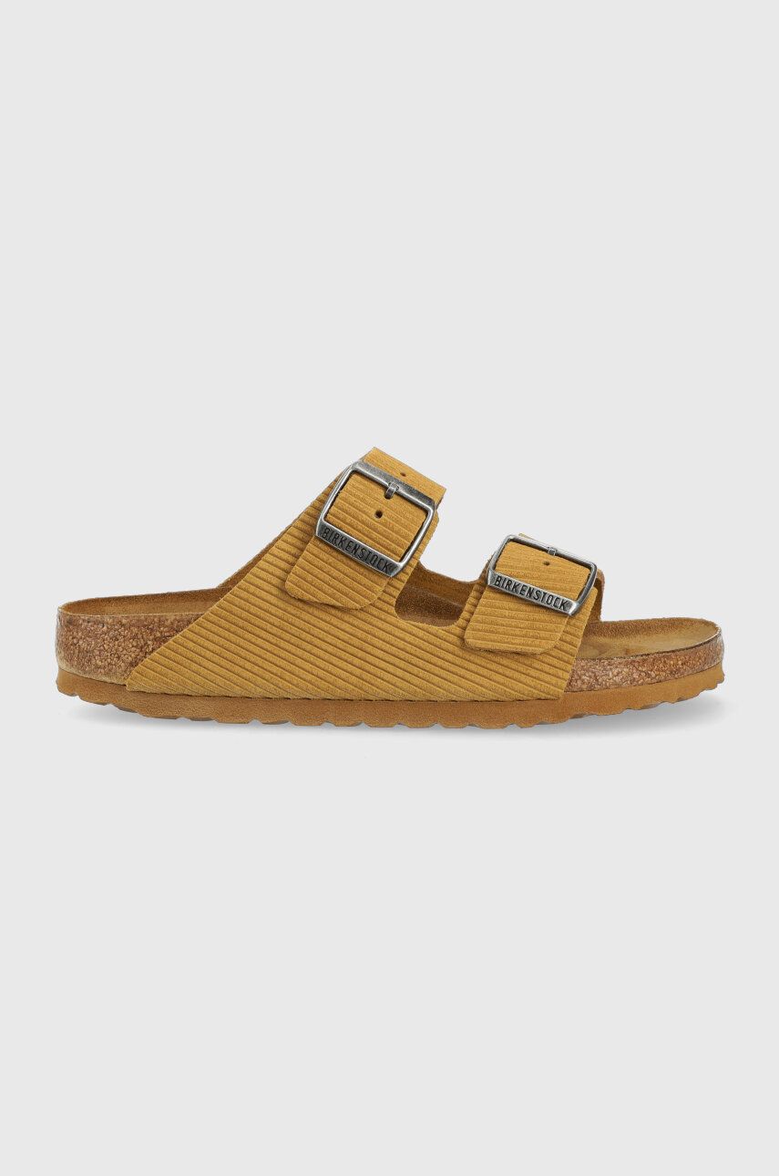 Birkenstock papuci din piele Arizona femei, culoarea maro, 1026097