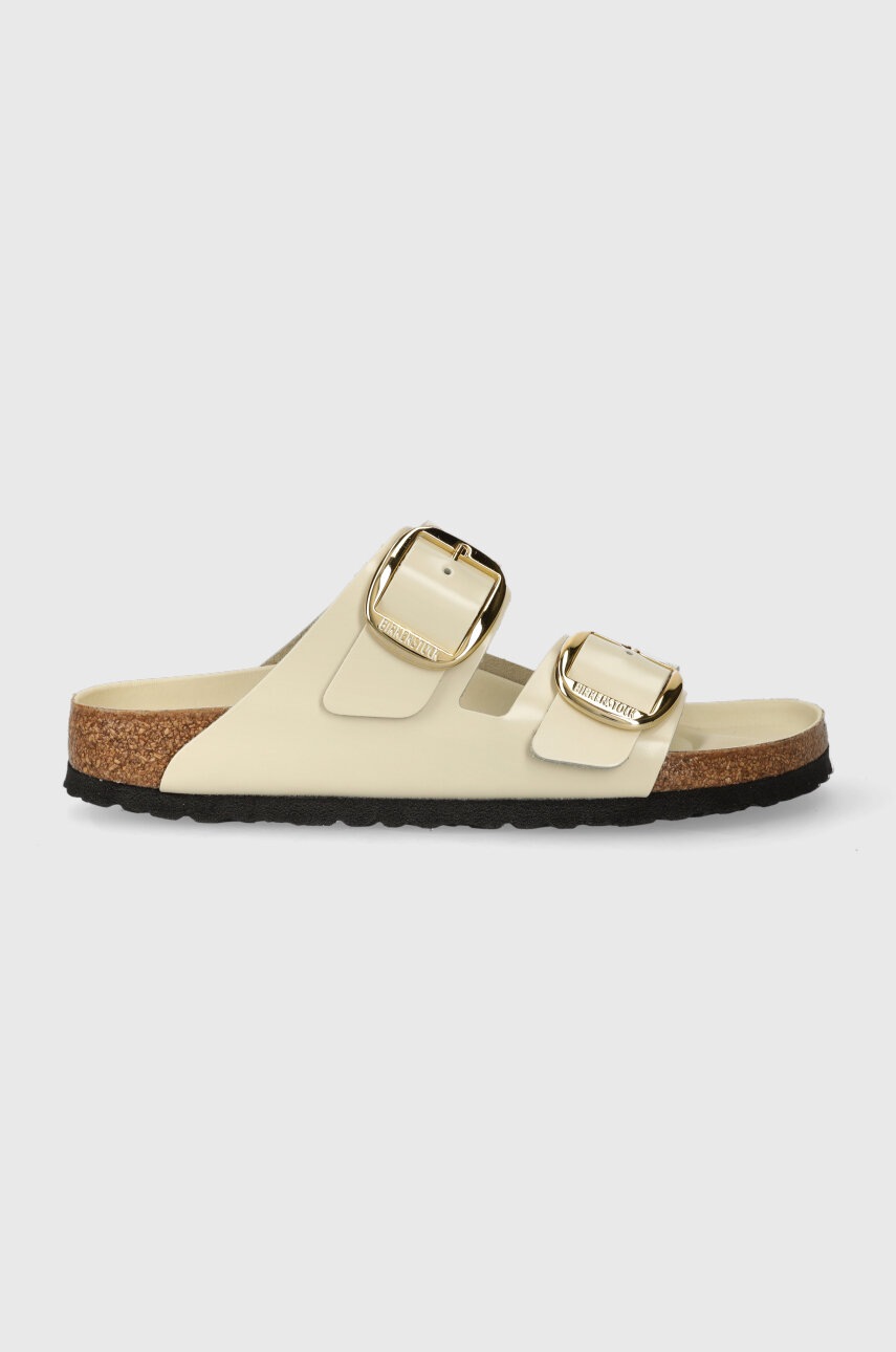 Birkenstock slapi de piele Arizona femei, culoarea bej, 1026128