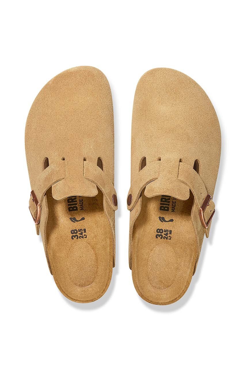 Замшеві шльопанці Birkenstock Boston жіночі колір бежевий 1026164 
