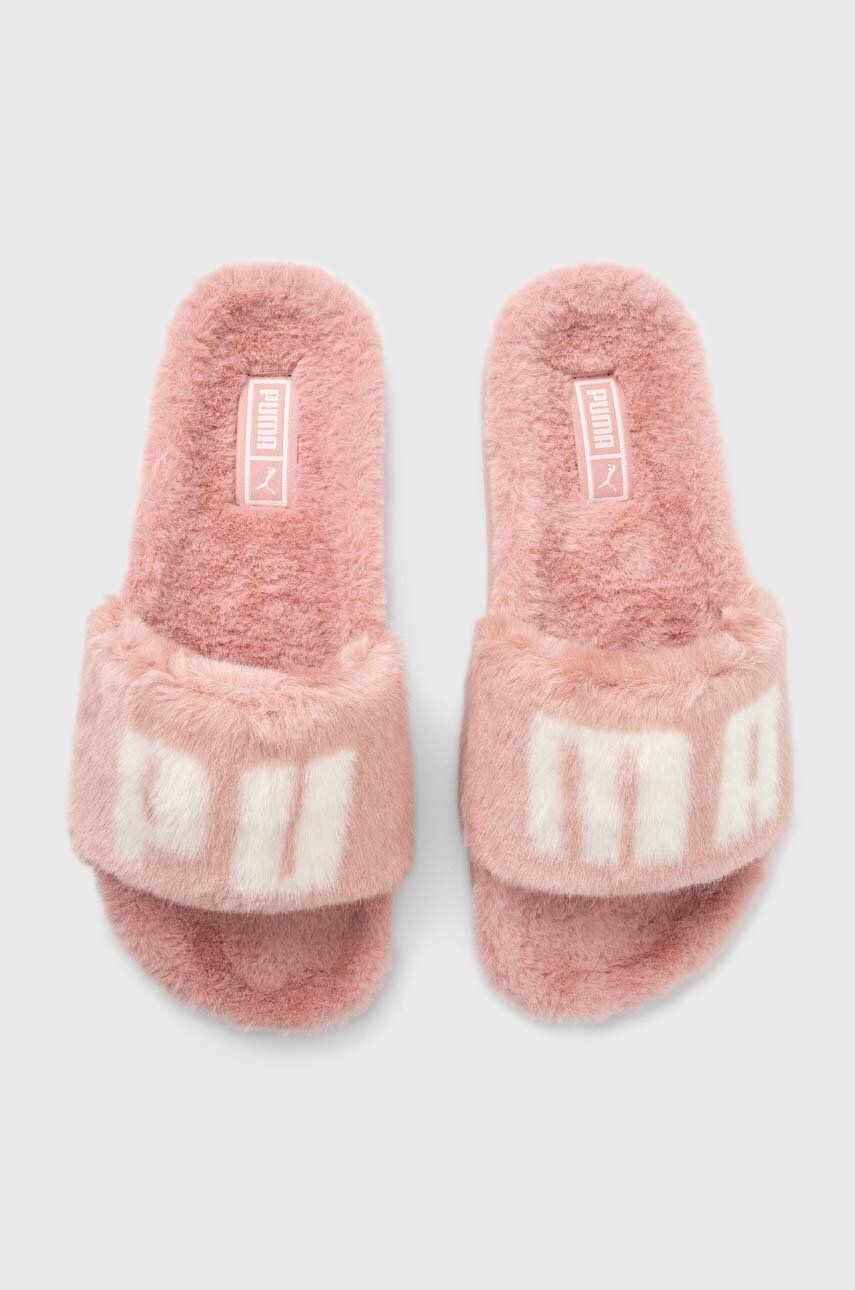 Pantofle Puma Leadcat 2.0 Fuzz dámské, růžová barva - růžová - Svršek: Textilní materiál Vnitře