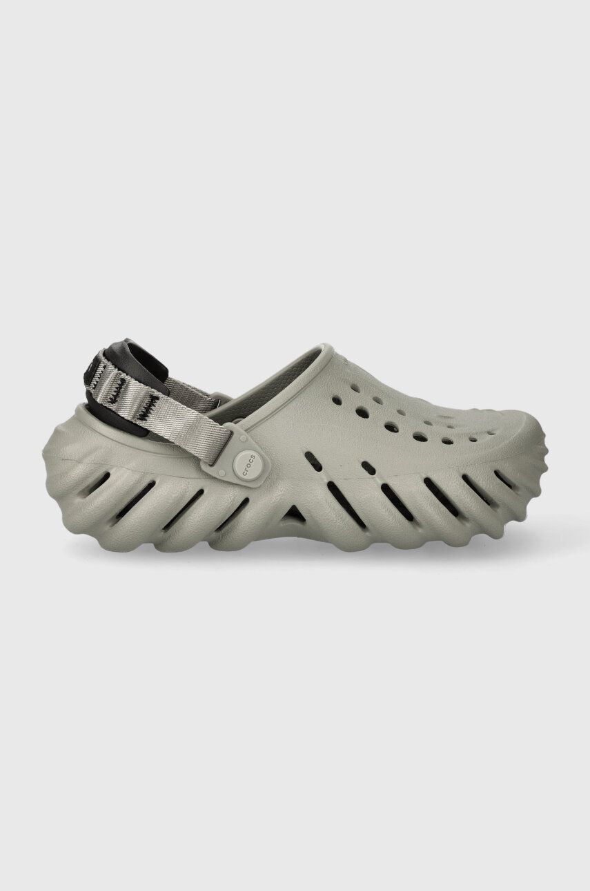 Crocs papuci Echo Clog femei, culoarea gri, 207937