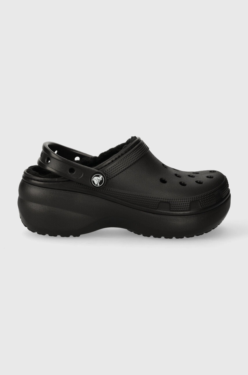 Παντόφλες Crocs Classic Platform Lined Clog χρώμα: μαύρο, 207938 φωτογραφία