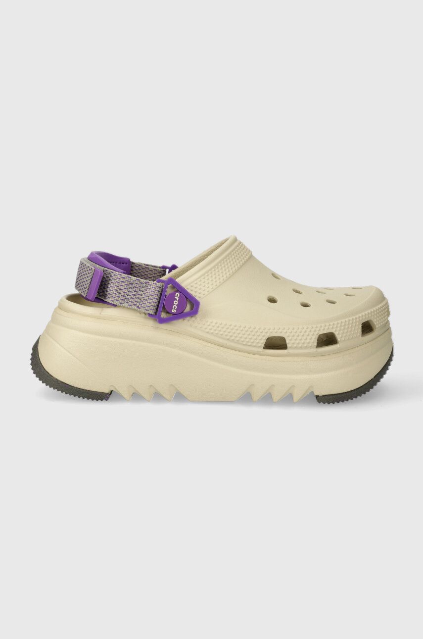 Crocs papuci Classic Hiker Xscape femei, culoarea bej, cu platforma, 208365