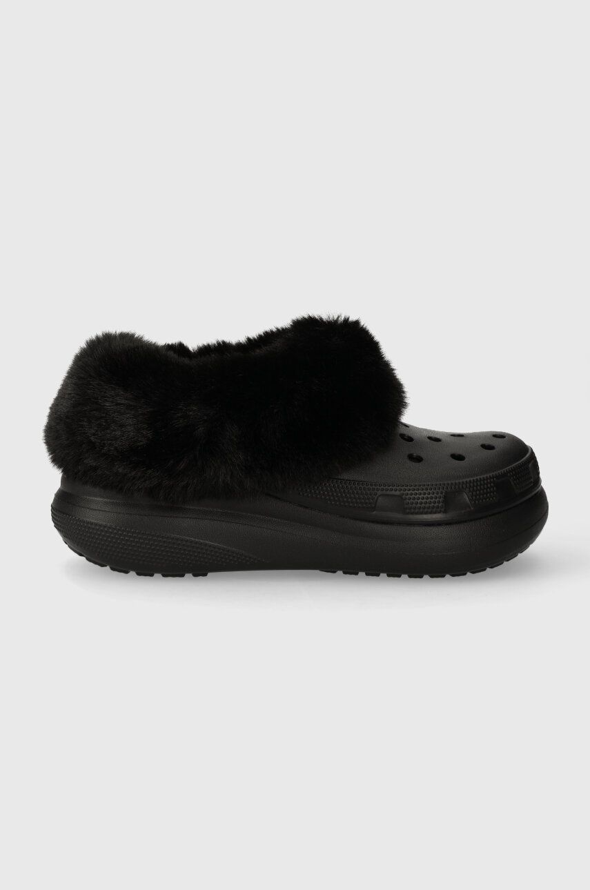 Crocs Papuci Furever Crush Femei, Culoarea Negru, 208446