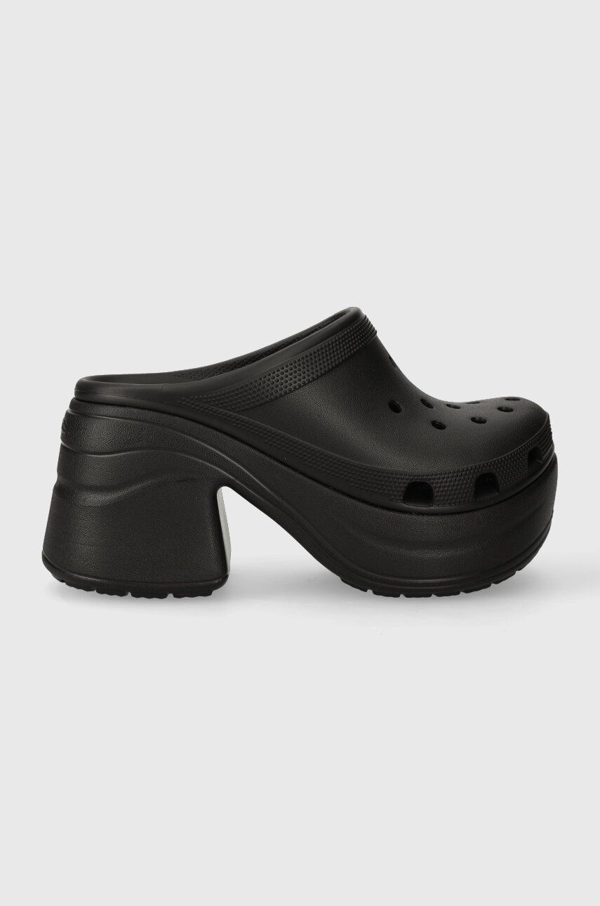 Crocs papuci Siren Clog femei, culoarea negru, cu toc drept, 208547