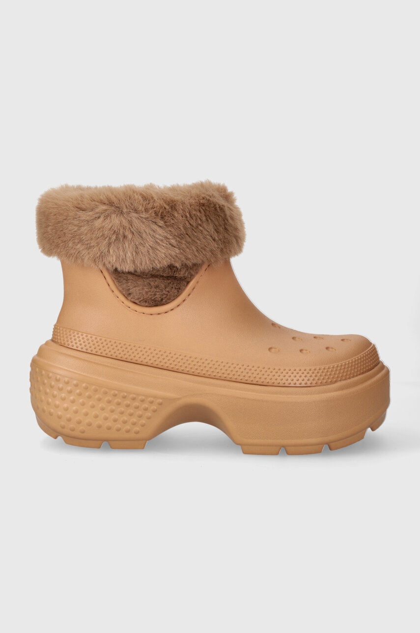 Levně Sněhule Crocs Stomp Lined Boot hnědá barva, 208718