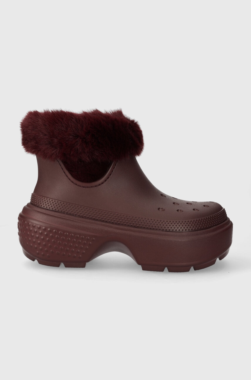 Sněhule Crocs Stomp Lined Boot vínová barva, 208718 - burgundské - Svršek: Umělá hmota