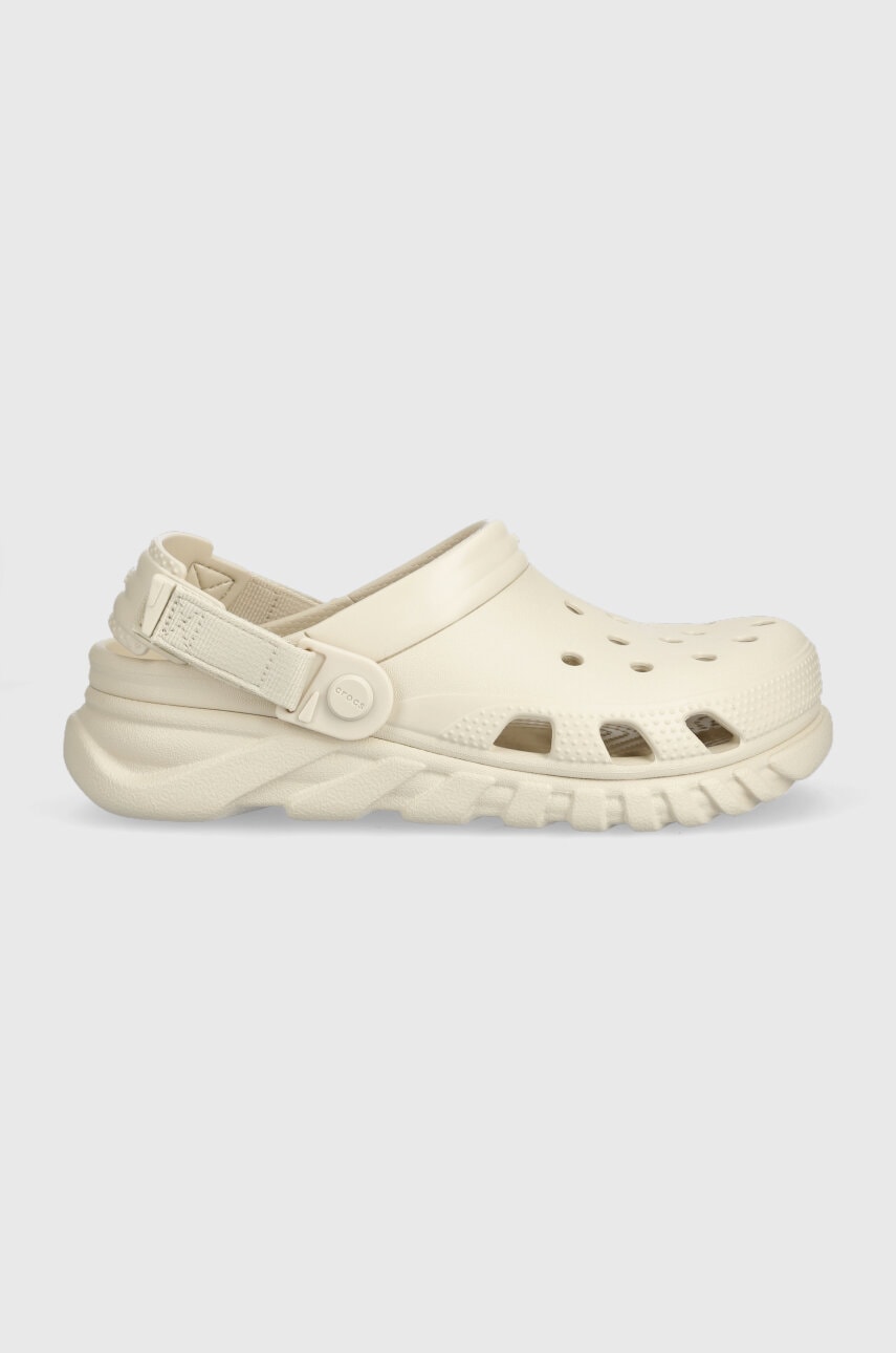 Crocs papuci Duet Max II Clog femei, culoarea bej, cu platformă 208776