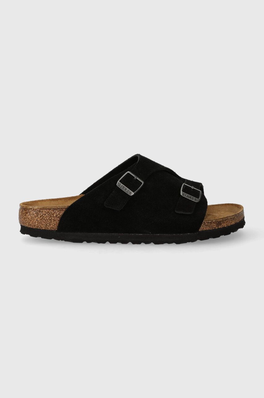 Birkenstock papuci din piele femei, culoarea negru 1025060