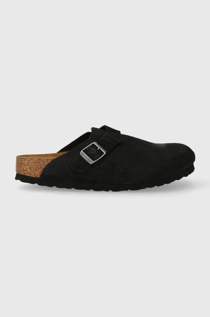 Semišové pantofle Birkenstock dámské, černá barva