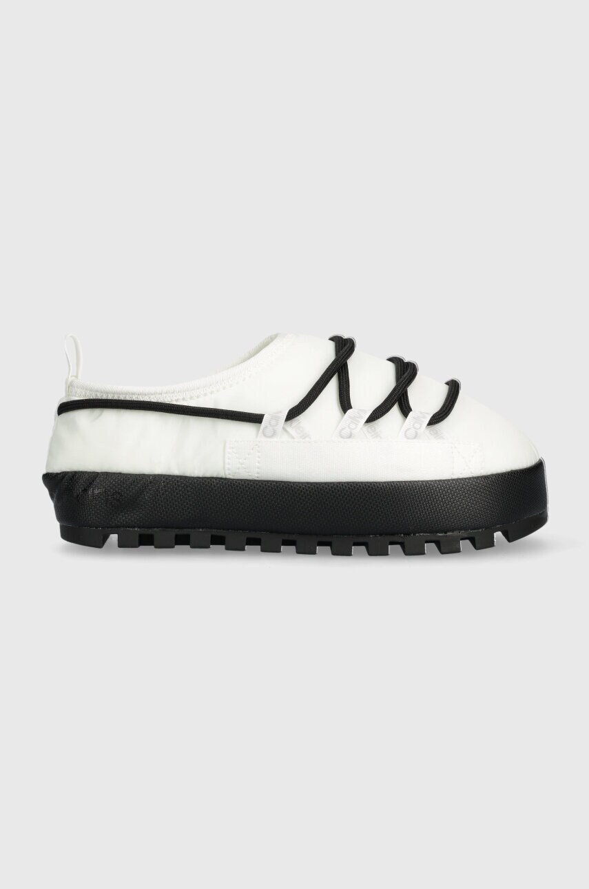 Papuče Calvin Klein Jeans HOME SLIPPER LACING WN biela farba, YW0YW01216
