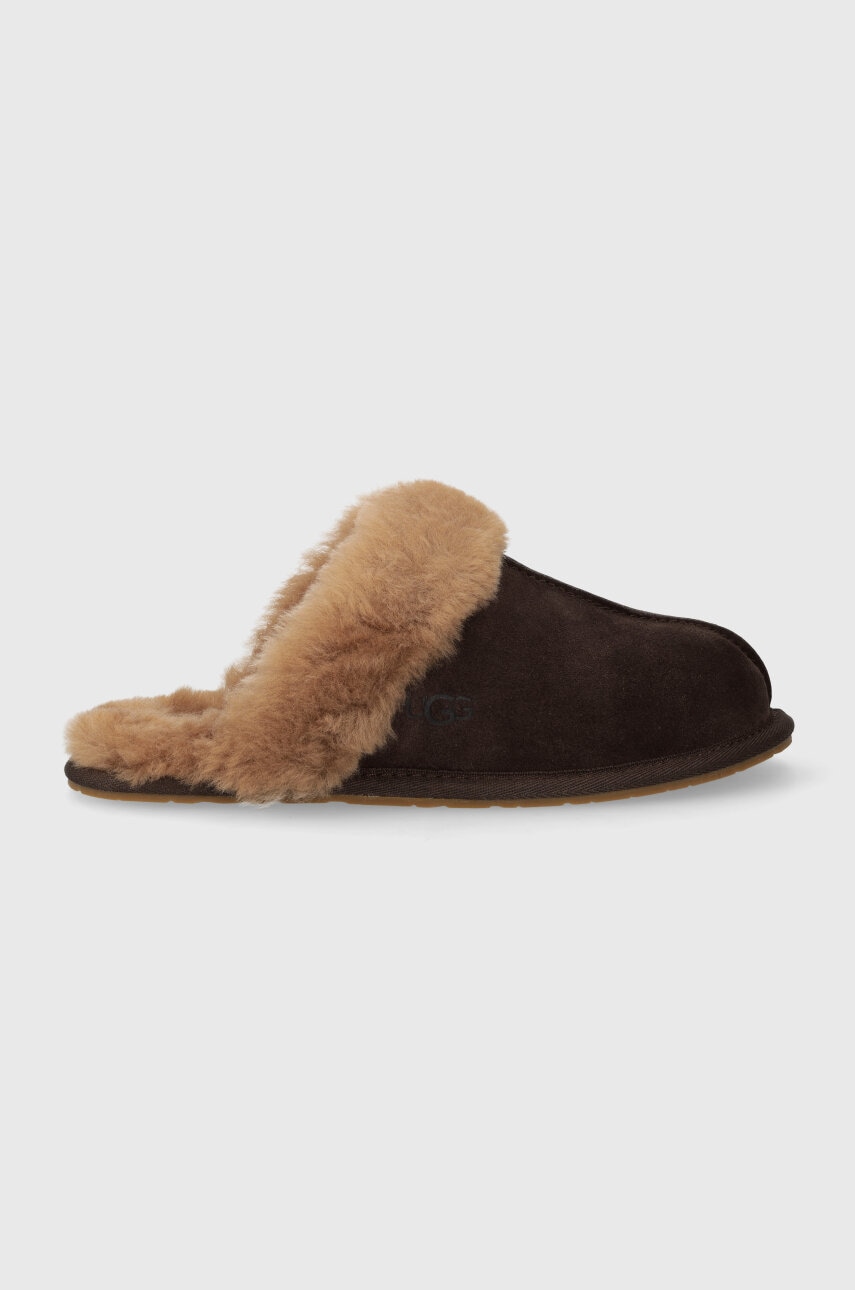 UGG papuci din piele întoarsă W SCUFFETTE II culoarea maro, 1106872 BCDR