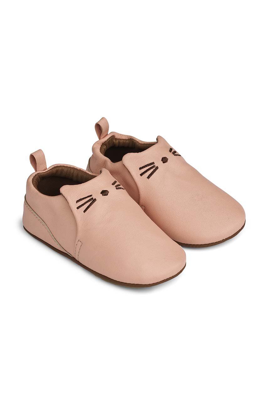 Liewood papuci din piele pentru copii culoarea portocaliu