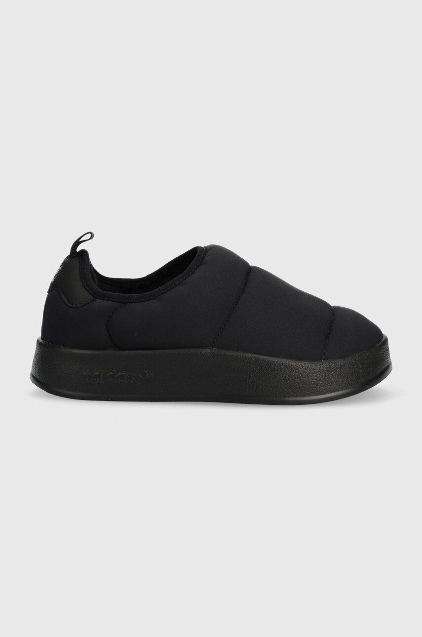 Levně Dětské papuče adidas Originals PUFFYLETTE J černá barva