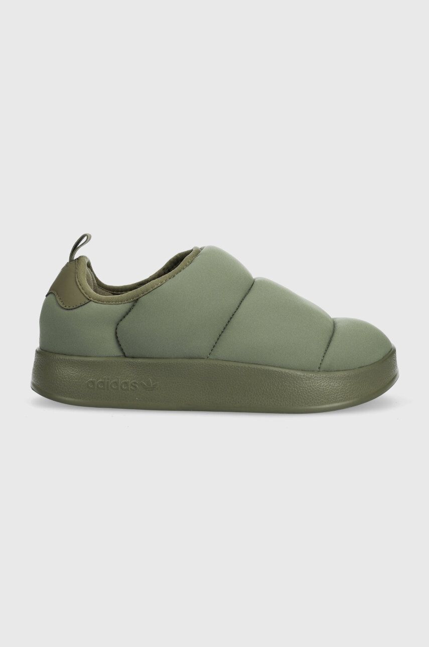 Dětské papuče adidas Originals PUFFYLETTE J zelená barva - zelená - Svršek: Umělá hmota