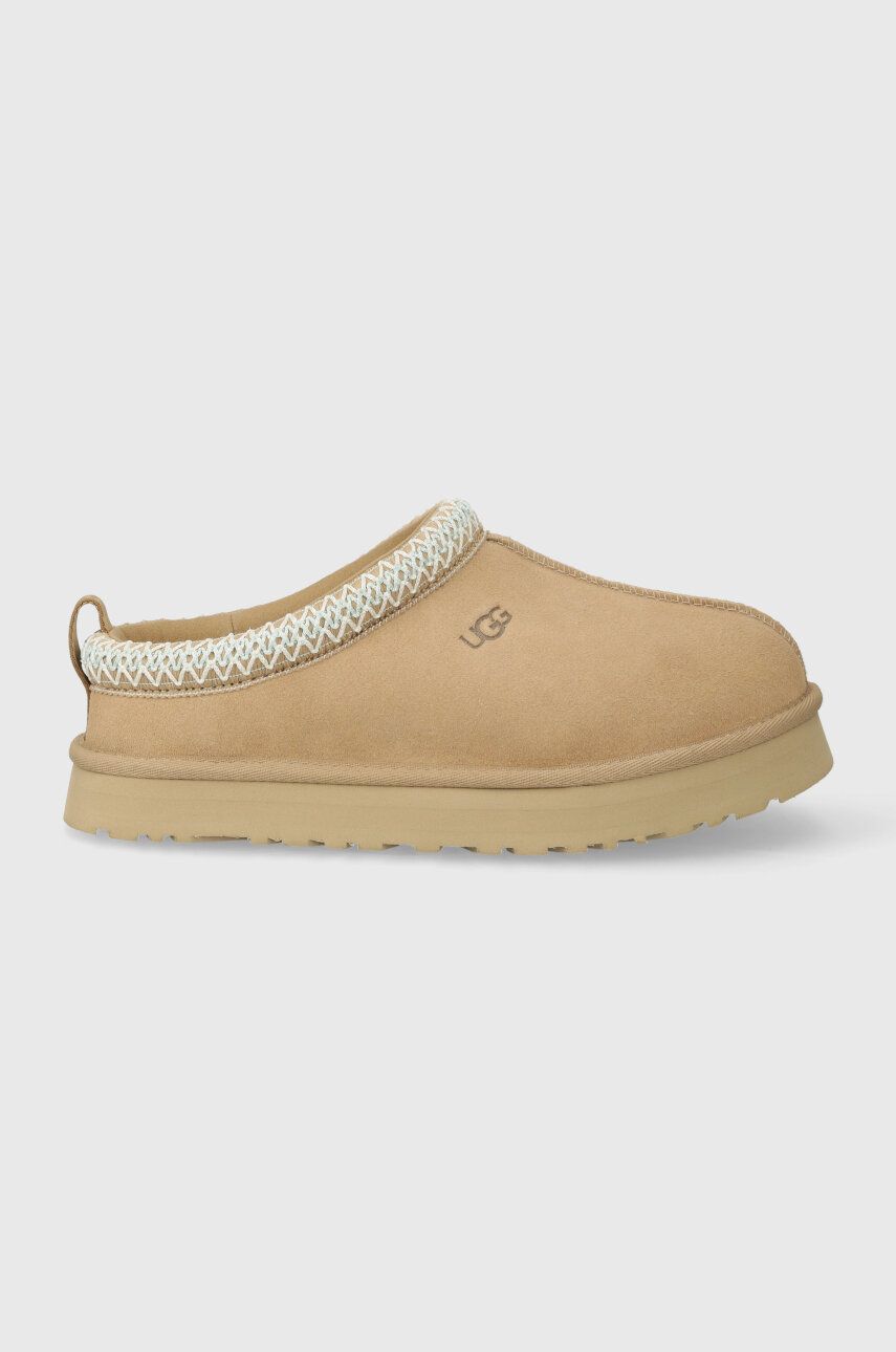 UGG papuci din piele intoarsa pentru copii K TAZZ culoarea bej