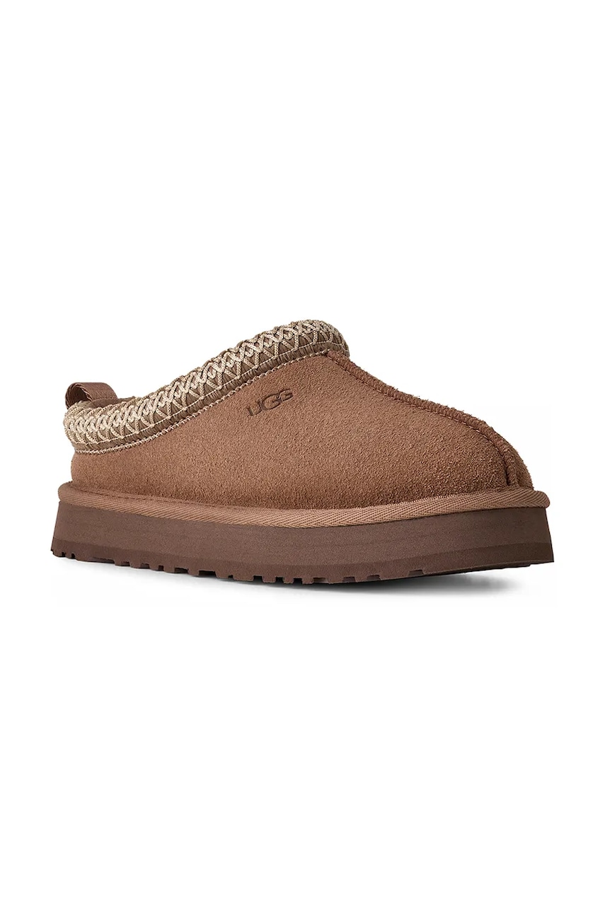 Детские замшевые тапочки UGG K TAZZ цвет бежевый 1143776K Детские замшевые тапочки UGG K TAZZ цвет бежевый 1143776K
