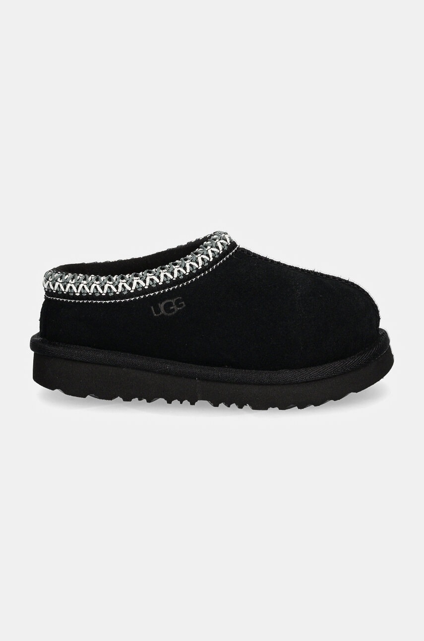 Детские замшевые тапочки UGG T TASMAN II цвет чёрный 1019066T
