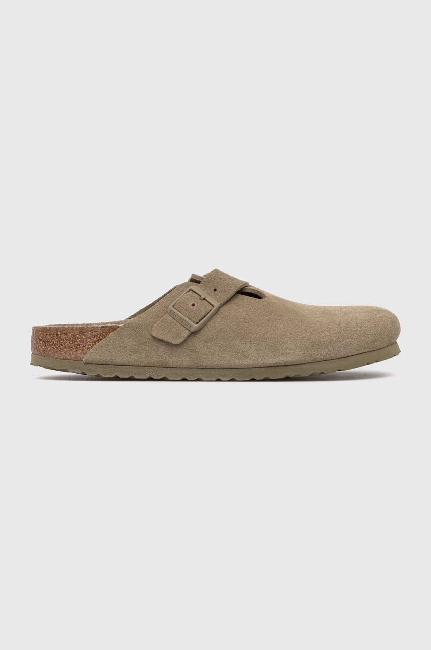 

Замшевые шлепанцы Birkenstock Boston мужские цвет бежевый 1019108