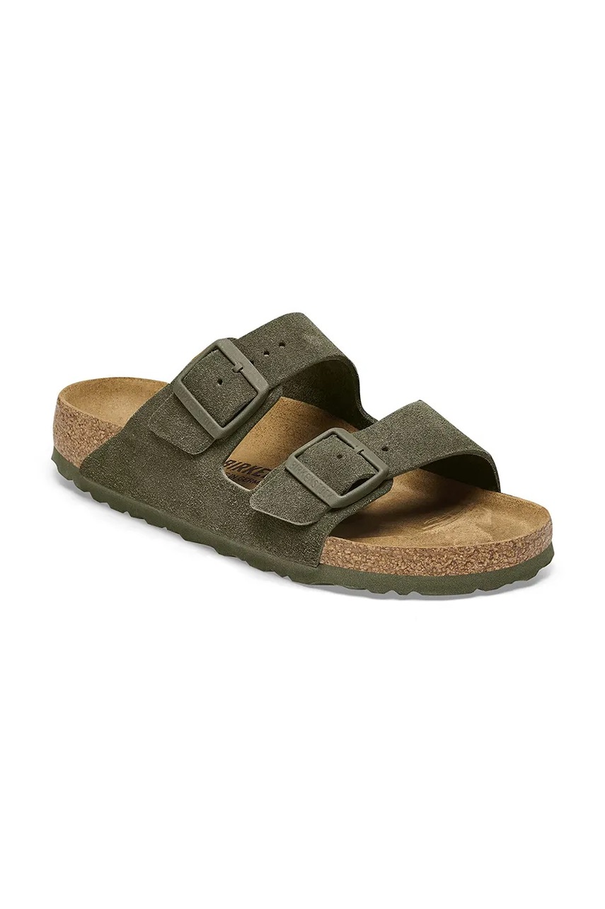 Замшевые шлепанцы Birkenstock Arizona мужские цвет зелёный 1025657