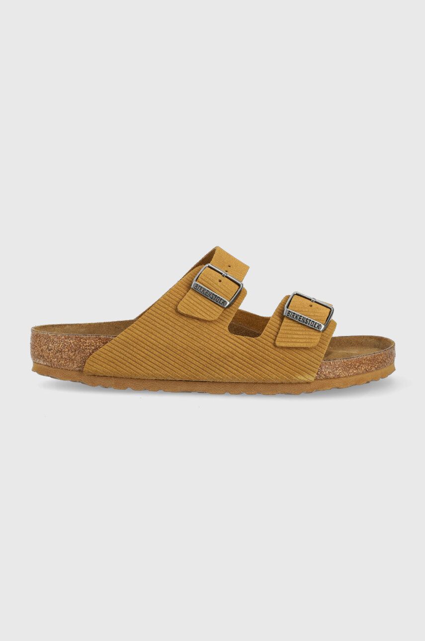 Birkenstock papuci din piele Arizona Corduroy barbati, culoarea maro, 1026093