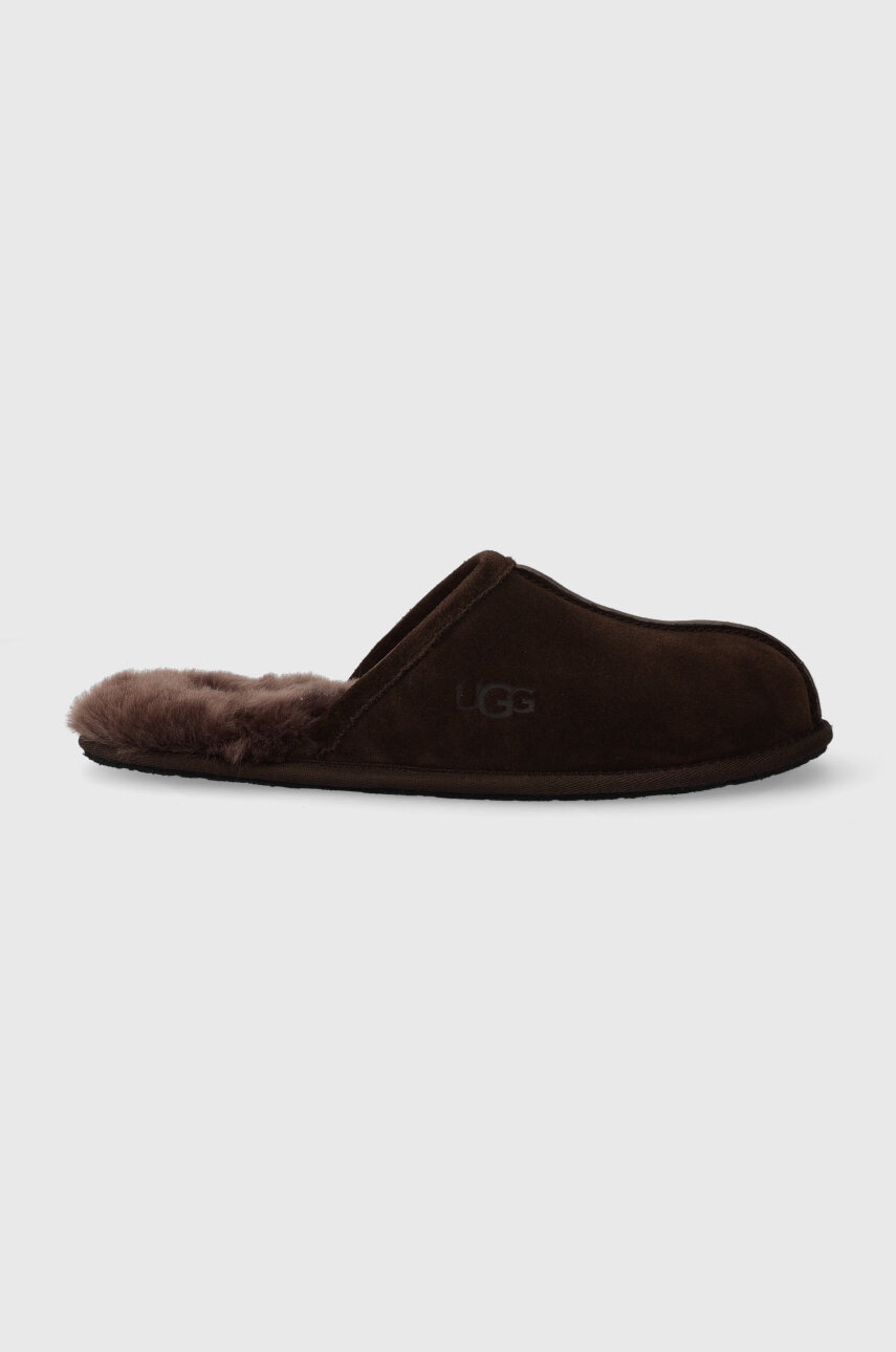 Ugg Papuci Din Piele Intoarsa Scuff Culoarea Maro, 1101111