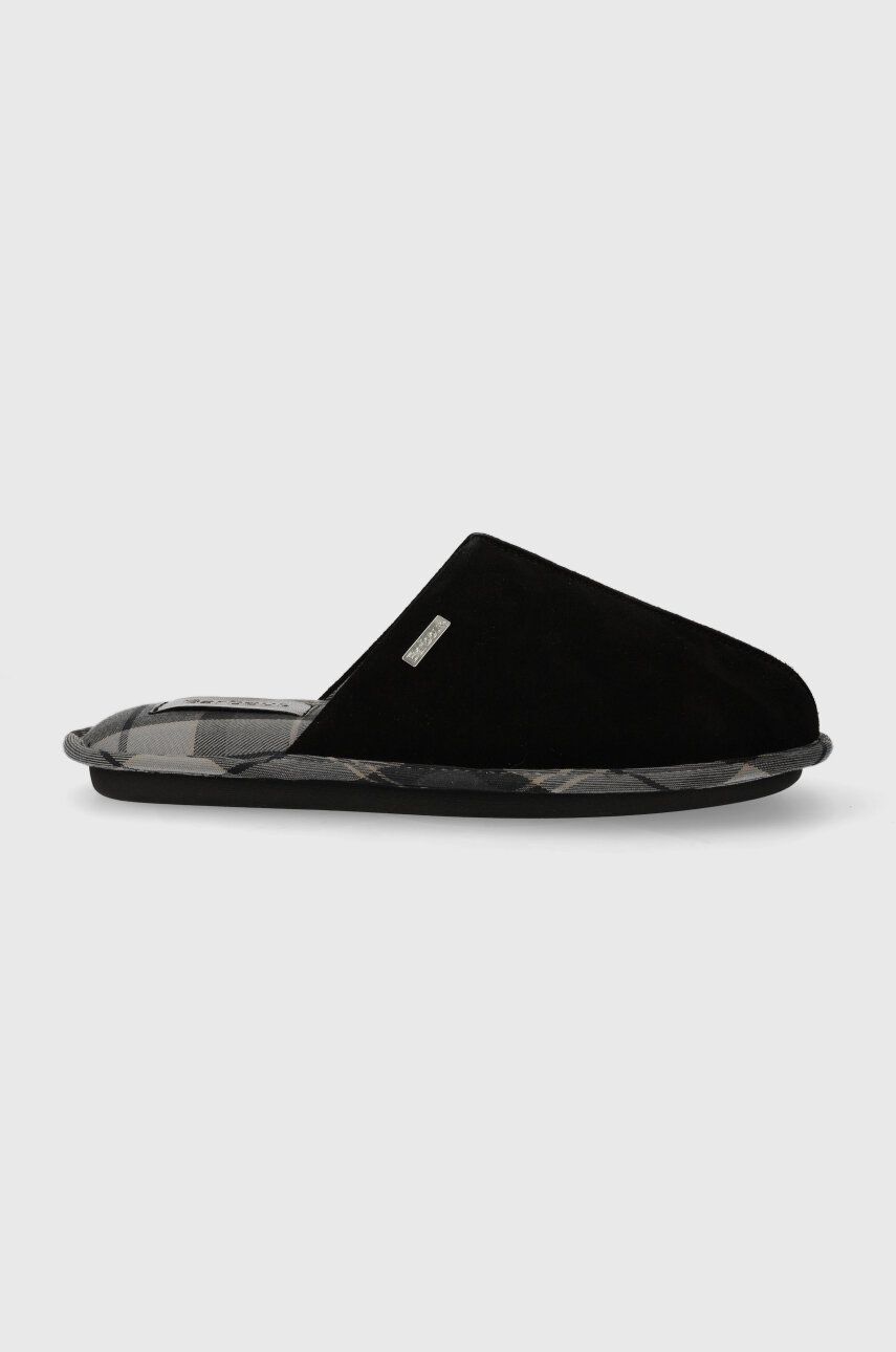 Semišové papuče Barbour Foley čierna farba, MSL0013BK11