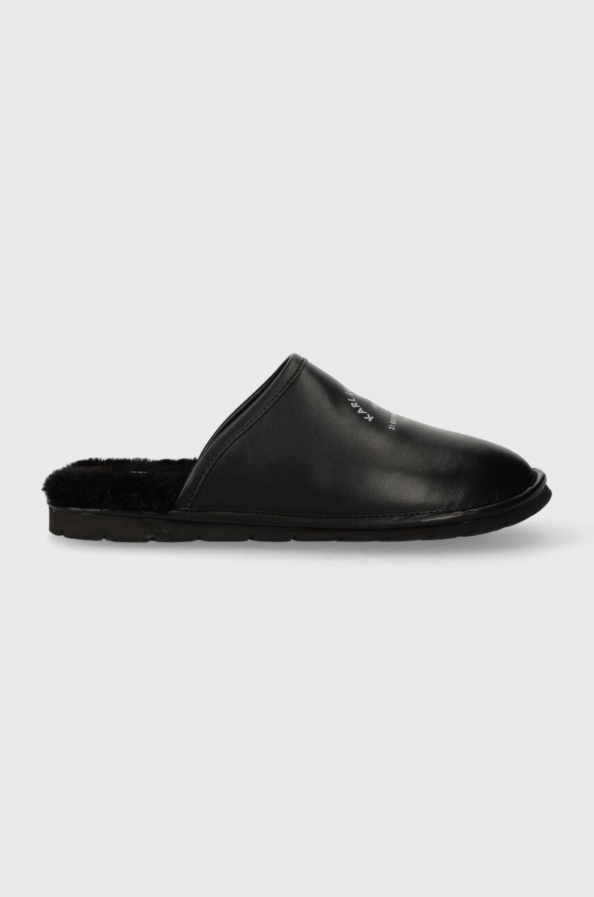 Kožené papuče Karl Lagerfeld SALON MENS čierna farba, KL20008