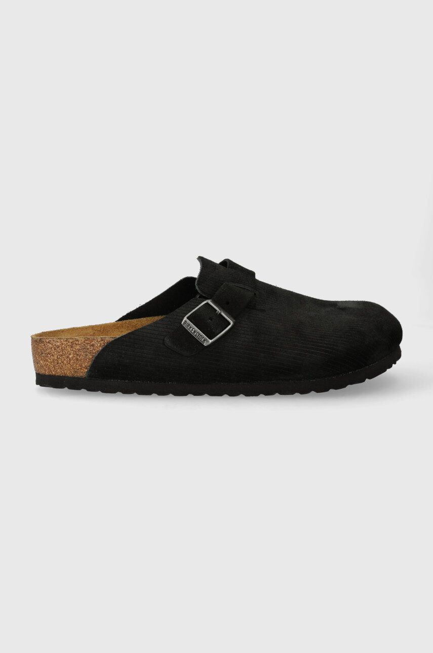 Semišové pantofle Birkenstock pánské, černá barva - černá -  Svršek: Semišová kůže Vnitřek