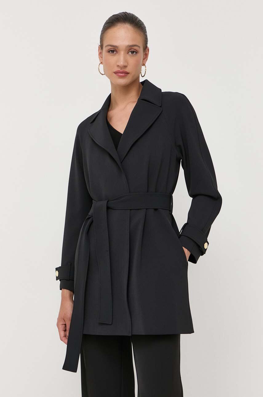 Kabát Marciano Guess dámský, černá barva, přechodný, bez zapínání - černá -  Hlavní materiál: 9