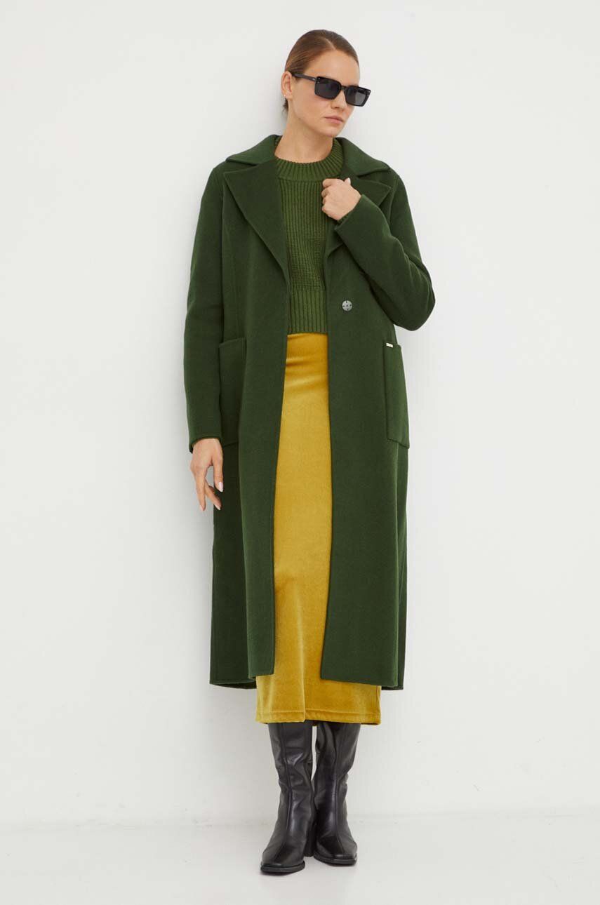 MICHAEL Michael Kors palton de lana culoarea verde, de tranzitie