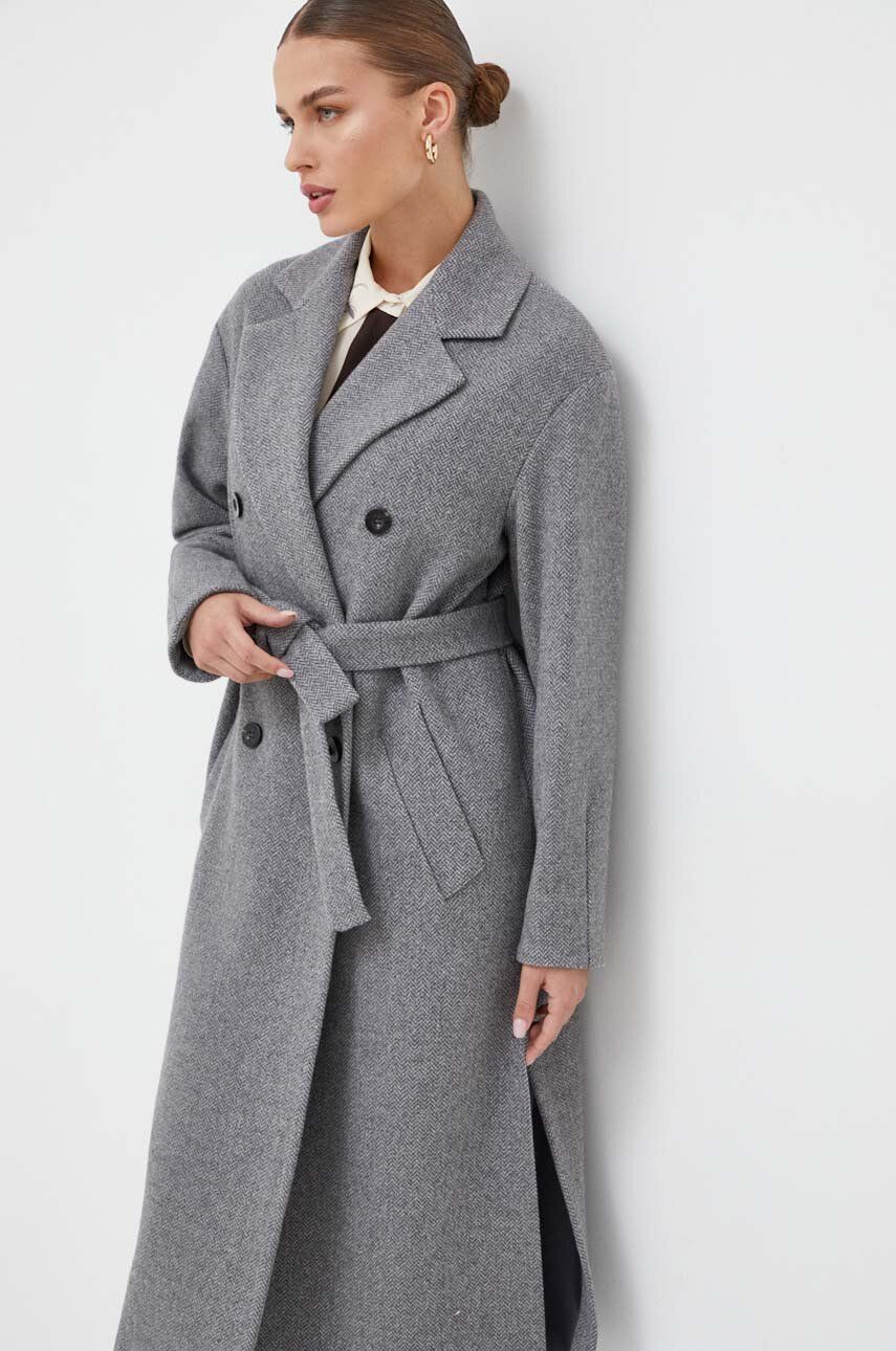 Marella palton de lana culoarea gri, de tranzitie, oversize