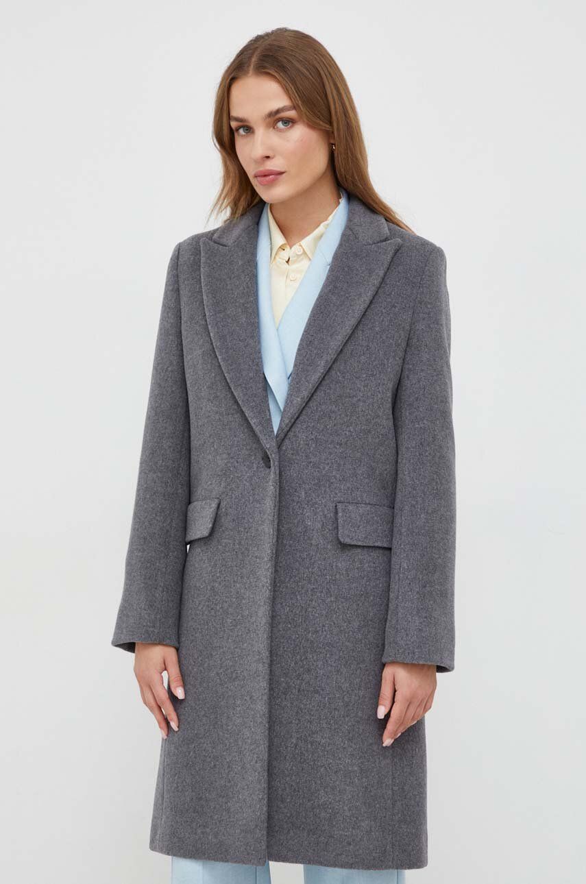 Vlněný kabát Marella Affix šedá barva, přechodný - šedá - Hlavní materiál: 75 % Vlna