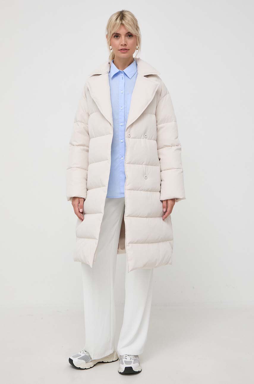 Péřová bunda Marella dámská, béžová barva, zimní - béžová - Hlavní materiál: 58 % Polyamid
