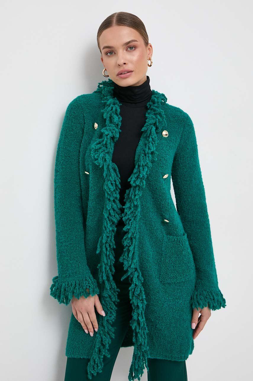Marella palton din lana culoarea verde, de tranzitie, desfacut