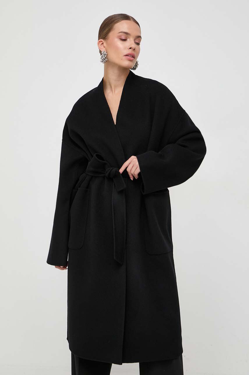 Vlnený kabát Weekend Max Mara čierna farba, prechodný, oversize