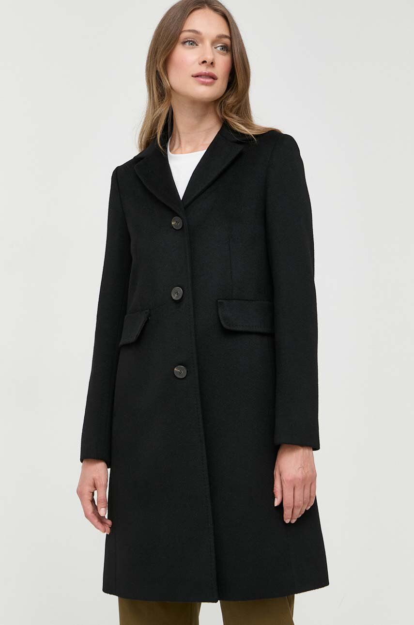 Vlněný kabát Weekend Max Mara černá barva, přechodný - černá -  Hlavní materiál: 100 % Vlna