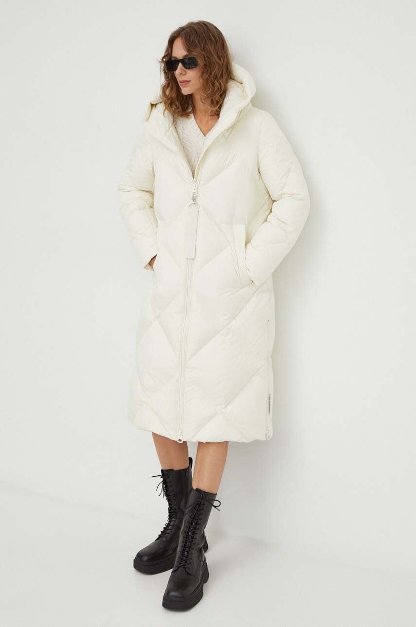 Levně Péřová bunda Marc O'Polo dámská, béžová barva, zimní, oversize