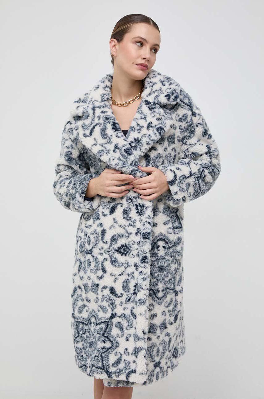 Kabát Guess dámský, béžová barva, přechodný, oversize - béžová - Hlavní materiál: 100 % Polyester