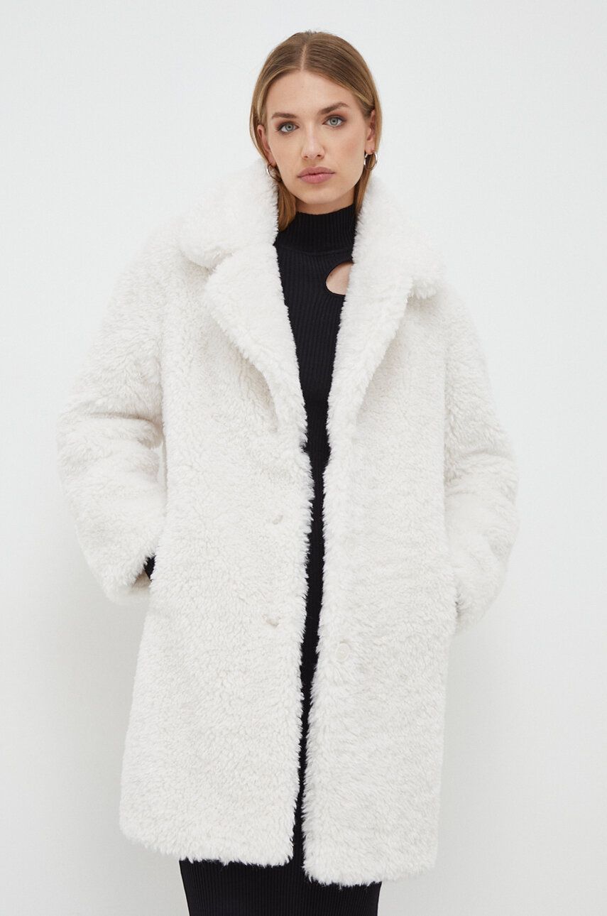 E-shop Kabát Guess dámský, béžová barva, přechodný, oversize