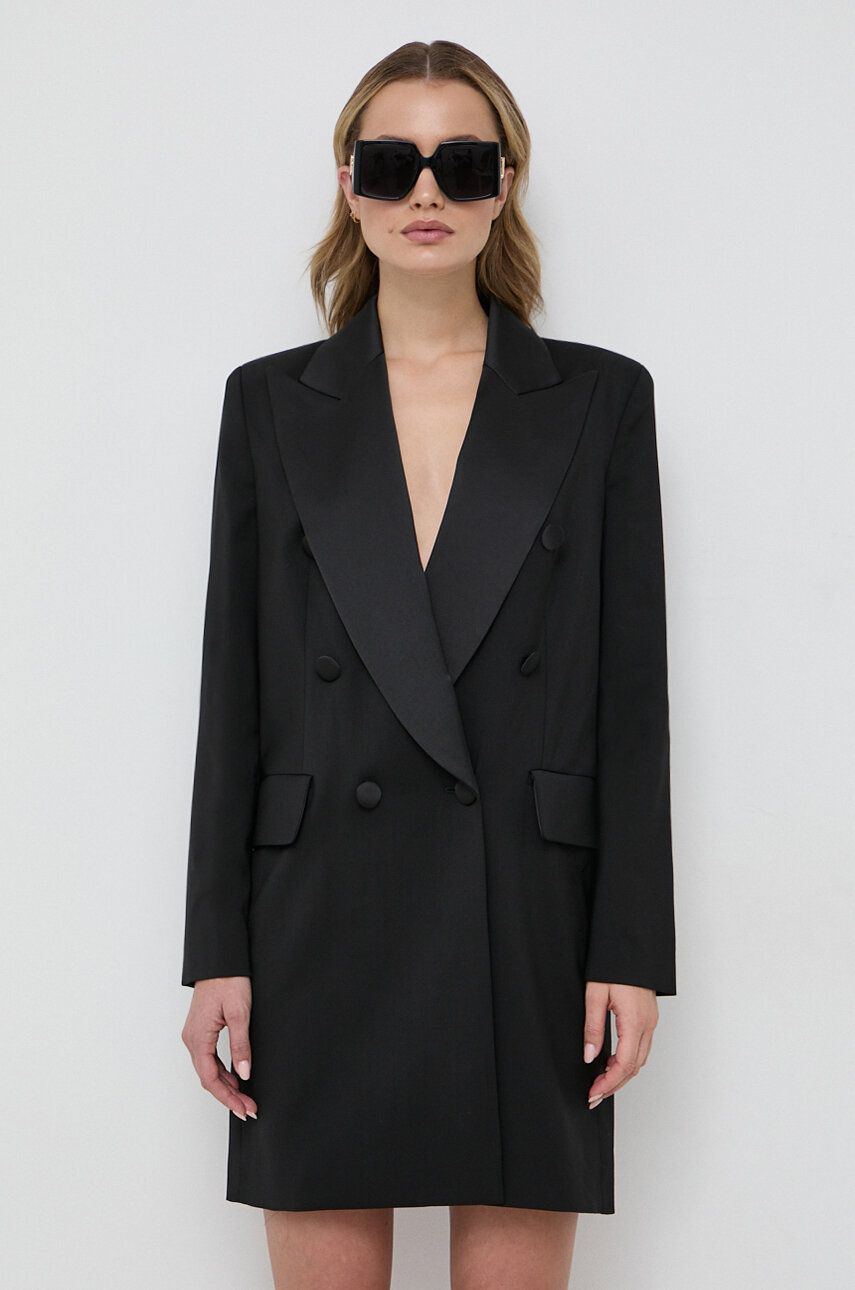 Luisa Spagnoli rochie din lana culoarea negru, mini, drept