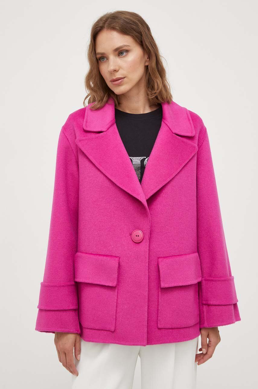 Luisa Spagnoli palton de lana culoarea violet, de tranzitie