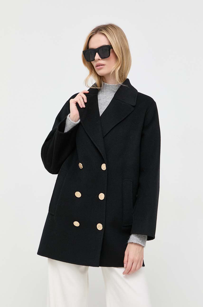 Luisa Spagnoli palton de lana culoarea negru, de tranzitie