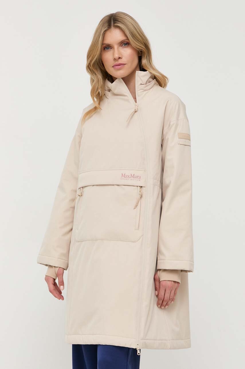 Max Mara Leisure Geaca Femei, Culoarea Bej, De Iarna, Oversize